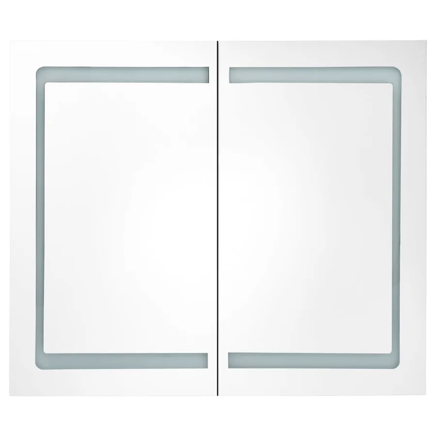 Armoire de salle de bain à miroir LED noir brillant 80x12x68 cm - 4