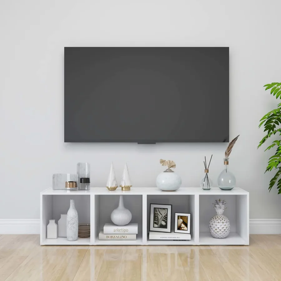 Meuble TV Blanc 37x35x37 cm Bois d’ingénierie - 9