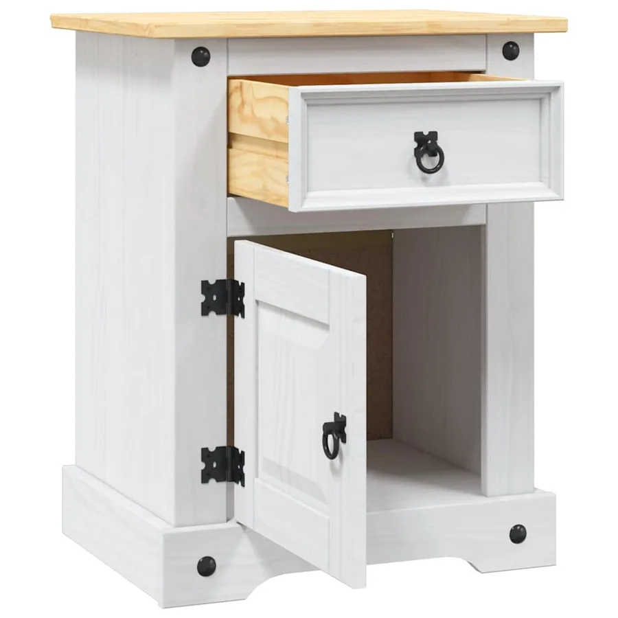 Table de chevet Gamme Corona pin mexicain Blanc 53x39x67 cm - 7