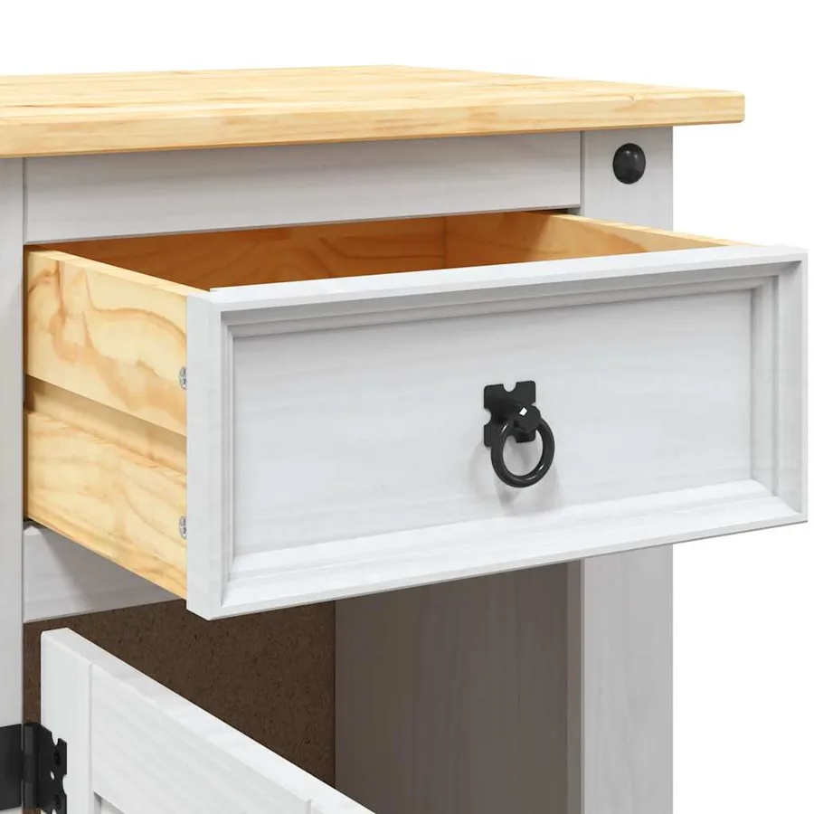 Table de chevet Gamme Corona pin mexicain Blanc 53x39x67 cm - 8