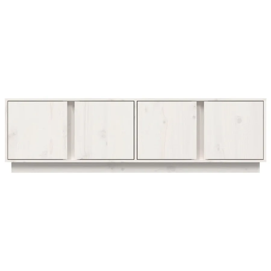 Meuble TV Blanc 140x40x40 cm Bois de pin massif - 6
