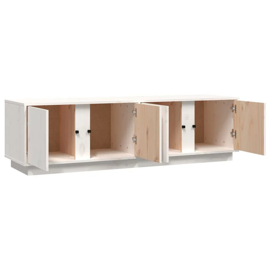 Meuble TV Blanc 140x40x40 cm Bois de pin massif - 7