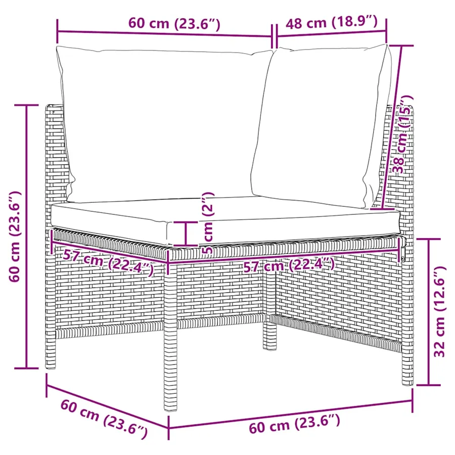 Salon de jardin 3 pcs avec coussins Résine tressée Gris - 10