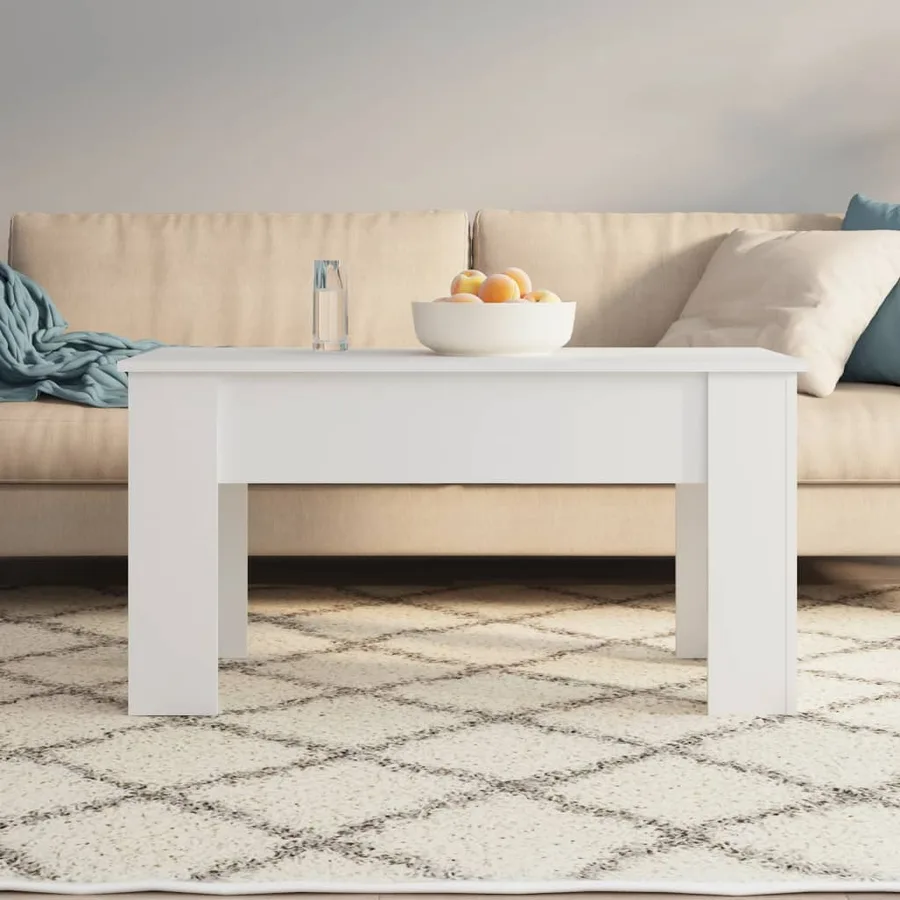 Table basse blanc 101x49x52 cm bois d'ingénierie - 3