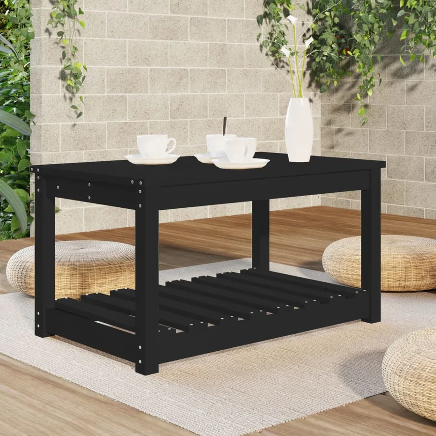 Table de jardin noir 82,5x50,5x45 cm bois massif de pin - 3