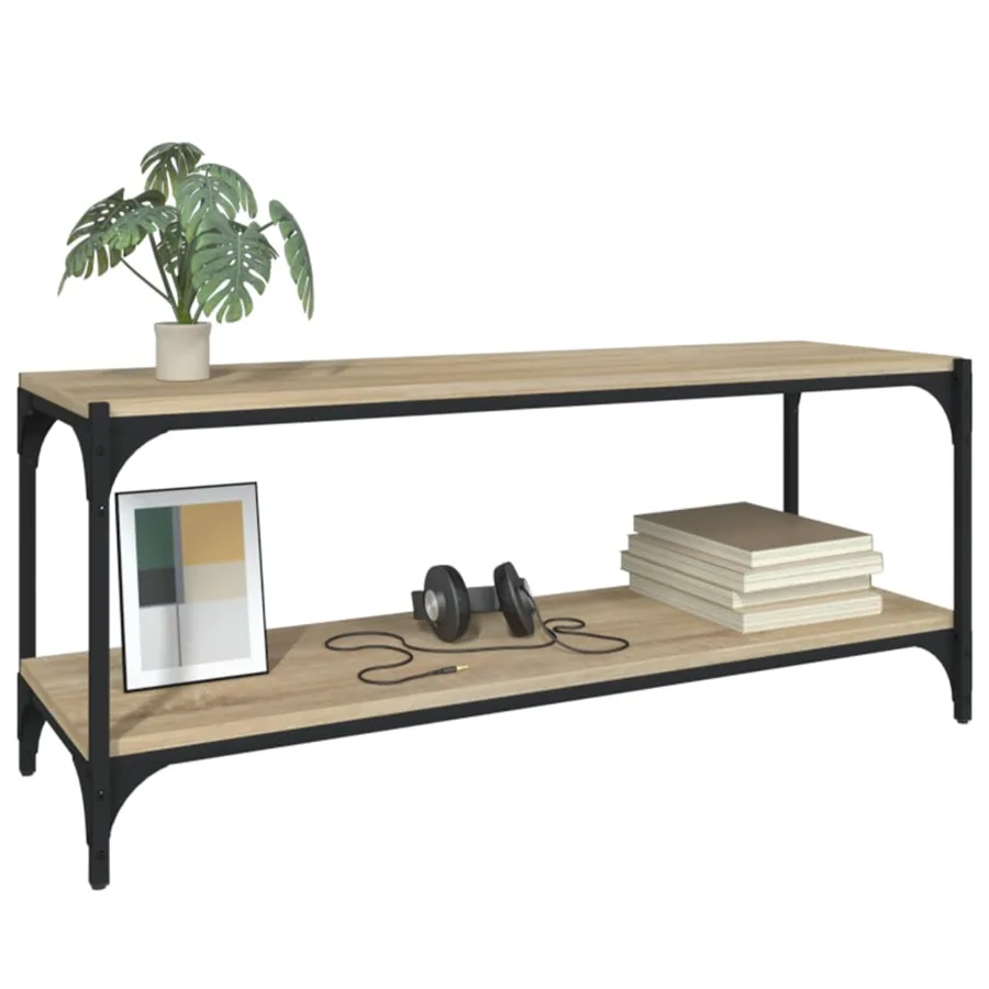 Meuble TV Chêne sonoma 100x33x41 cm Bois d'ingénierie et acier - 6