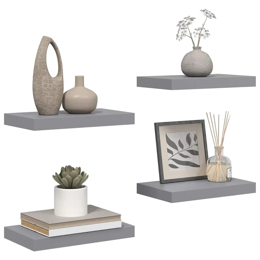 Étagères murales flottantes 4 pcs Gris 40x23,5x3,8 cm MDF - 5