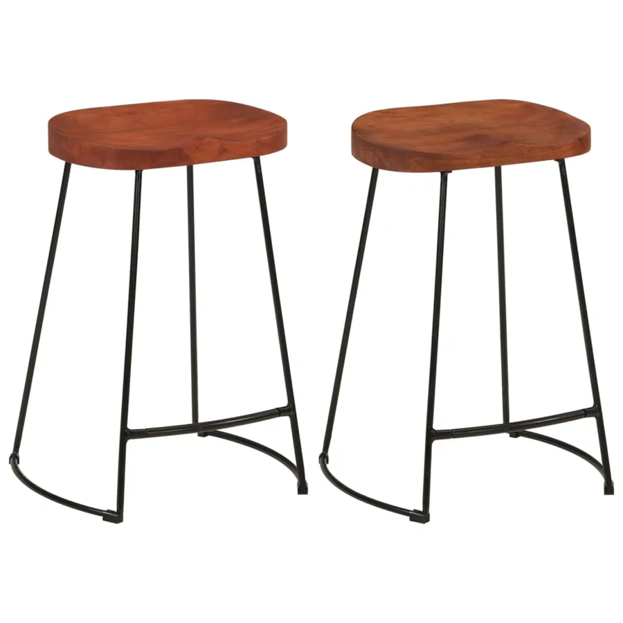 Tabourets de bar Gavin lot de 2 45x40x63cm bois massif manguier - 2