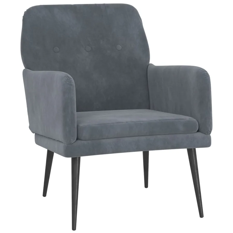 Fauteuil Gris foncé 62x79x79 cm Velours - 2