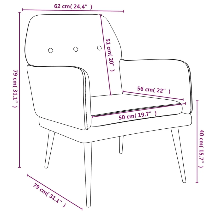 Fauteuil Gris foncé 62x79x79 cm Velours - 8