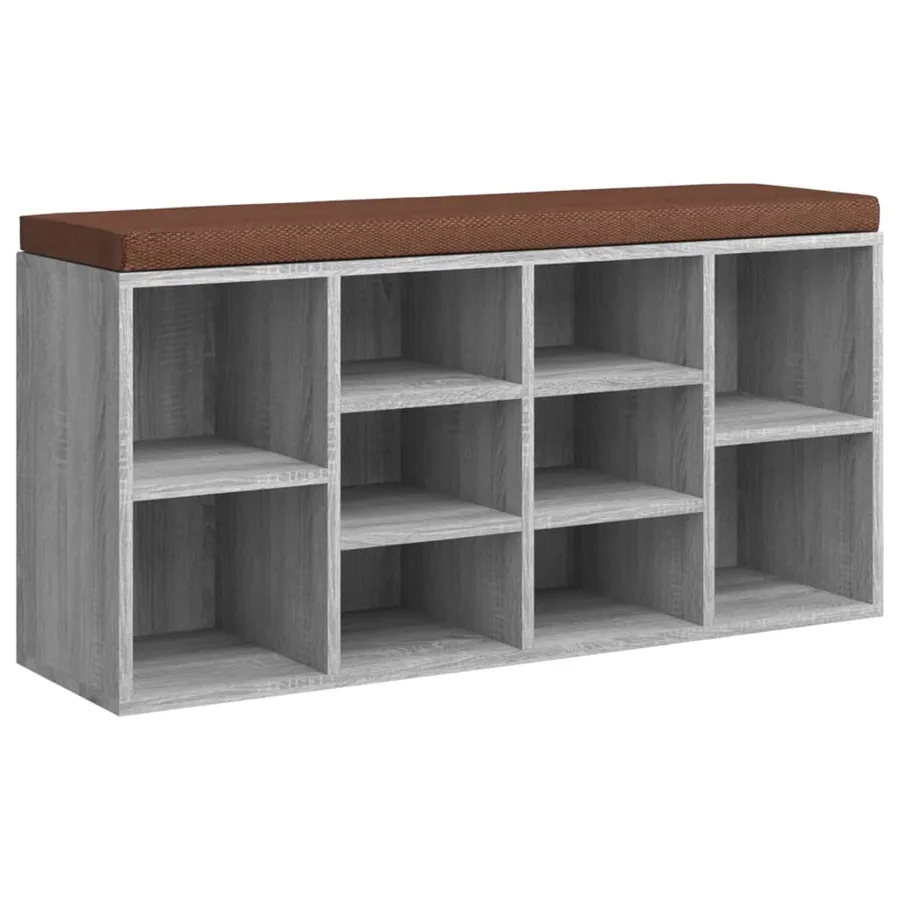 Banc à chaussures Sonoma gris 103x30x48 cm Bois d'ingénierie - 2