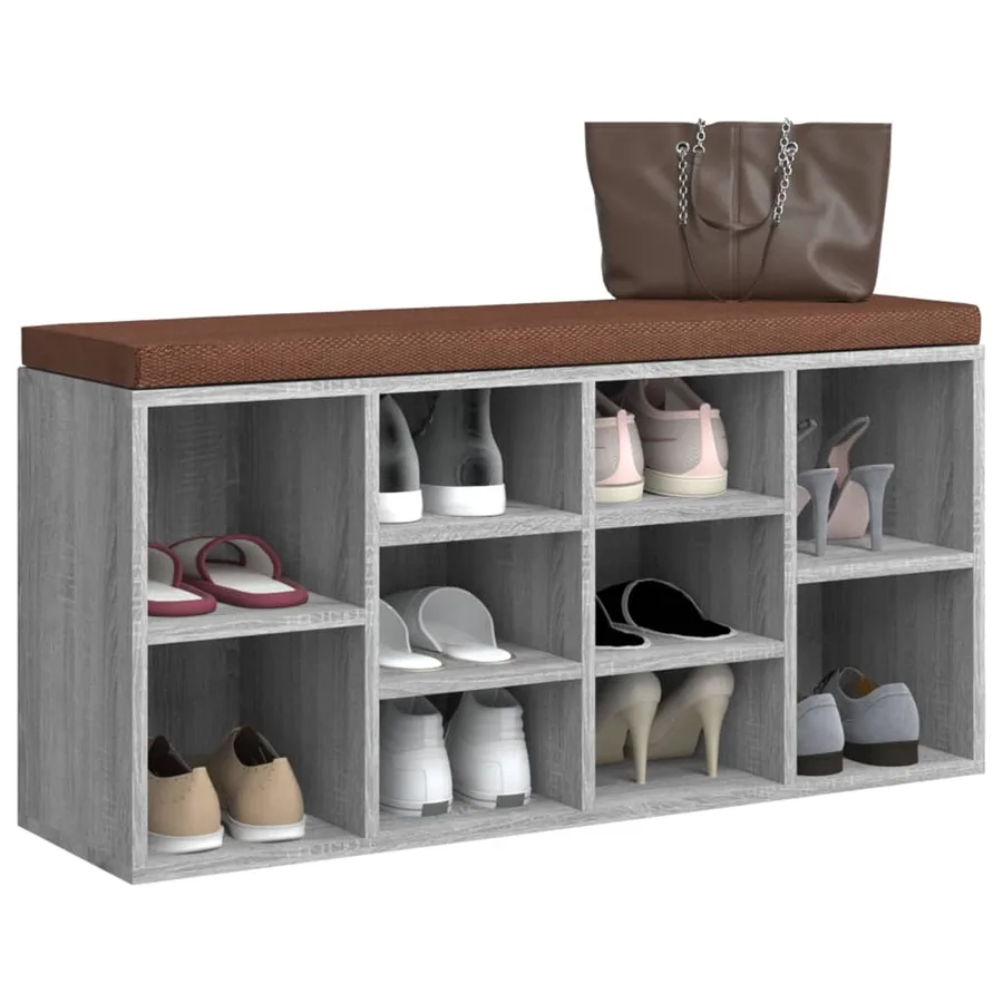 Banc à chaussures Sonoma gris 103x30x48 cm Bois d'ingénierie - 3
