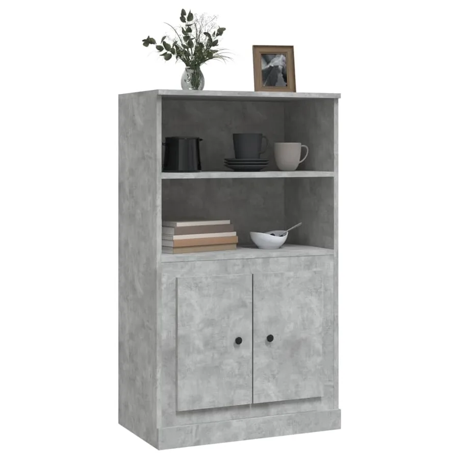 Buffet haut gris béton 60x35,5x103,5 cm bois d'ingénierie - 4