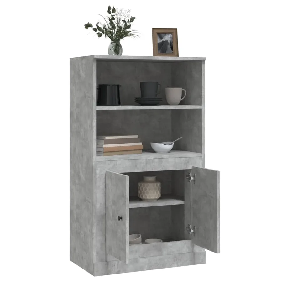 Buffet haut gris béton 60x35,5x103,5 cm bois d'ingénierie - 5