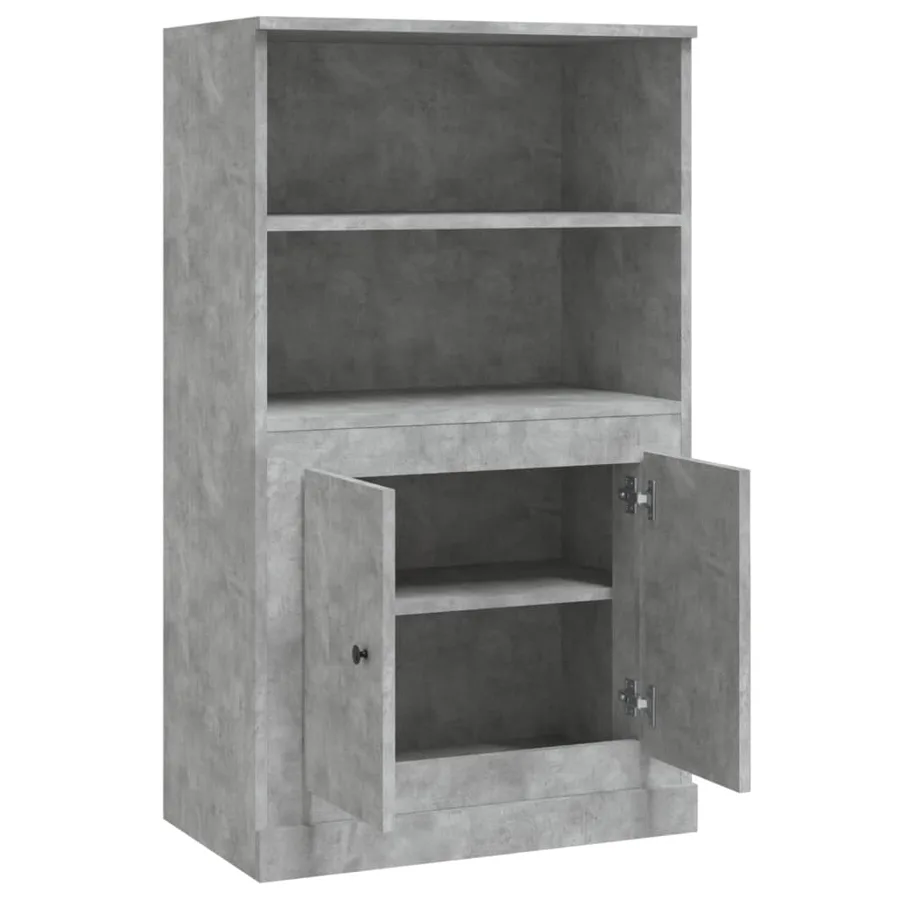 Buffet haut gris béton 60x35,5x103,5 cm bois d'ingénierie - 8
