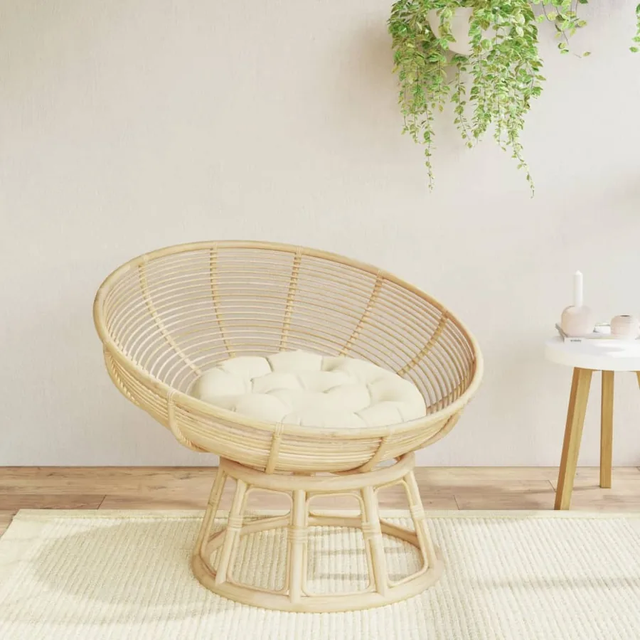 Coussin rond crème Ø 60 x11 cm tissu oxford