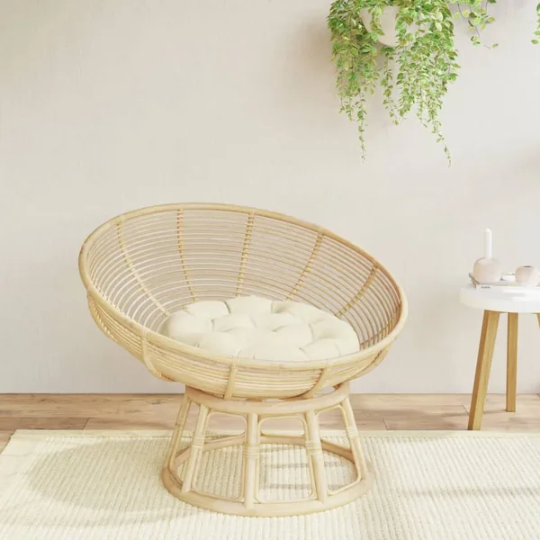 Coussin rond crème Ø 60 x11 cm tissu oxford
