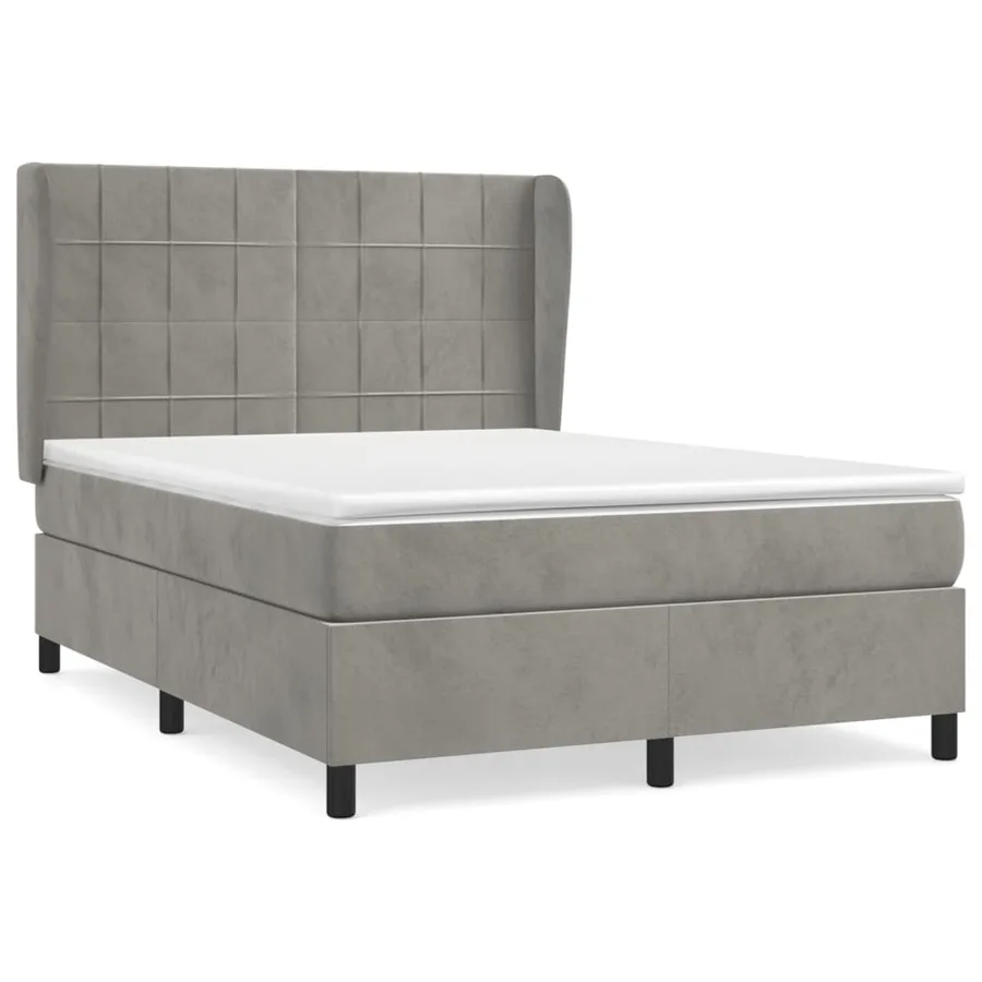 Sommier à lattes de lit et matelas Gris clair 140x200cm Velours - 2