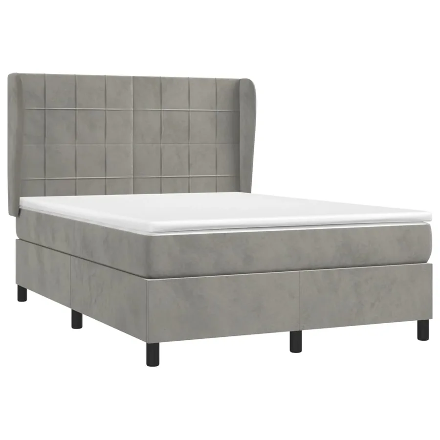 Sommier à lattes de lit et matelas Gris clair 140x200cm Velours - 3