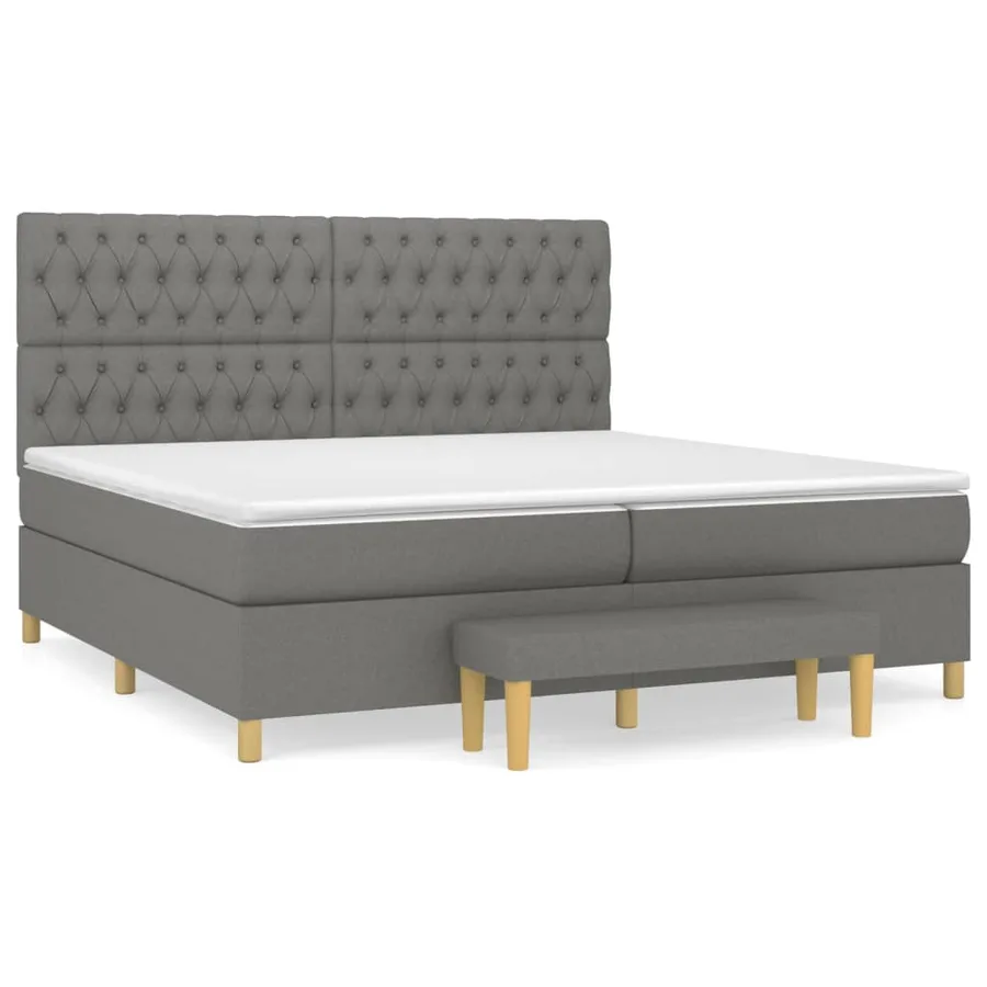 Sommier à lattes de lit avec matelas Gris foncé 200x200cm Tissu - 2