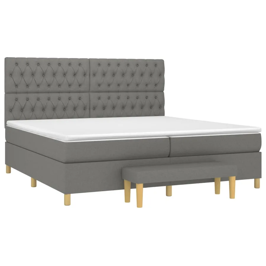 Sommier à lattes de lit avec matelas Gris foncé 200x200cm Tissu - 3