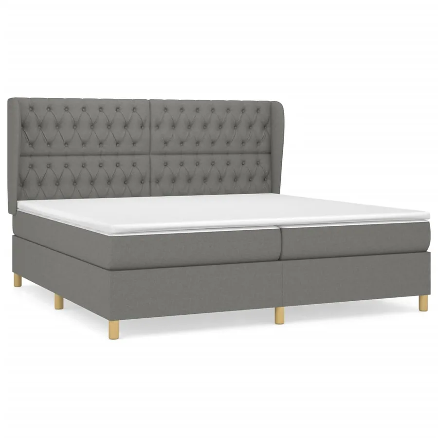 Sommier à lattes de lit avec matelas Gris foncé 200x200cm Tissu - 2
