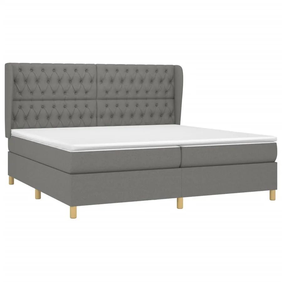 Sommier à lattes de lit avec matelas Gris foncé 200x200cm Tissu - 3