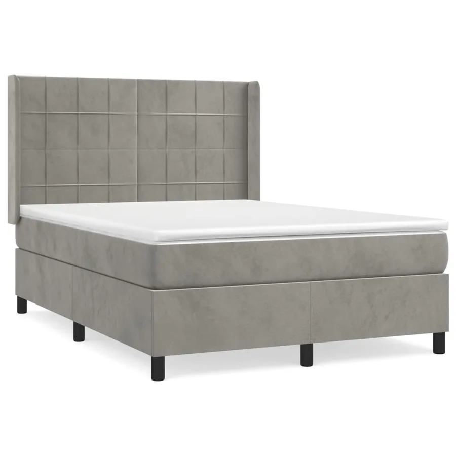 Sommier à lattes de lit et matelas Gris clair 140x200cm Velours - 2