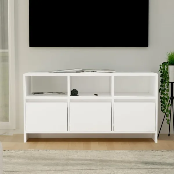 Meuble TV Blanc 102x37,5x52,5 cm Bois d'ingénierie