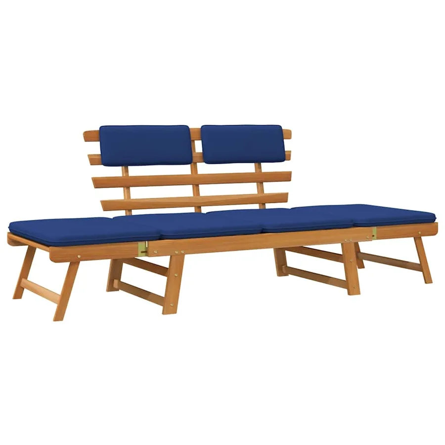 Banc de jardin avec coussins 2-en-1 190 cm Bois solide d'acacia - 2