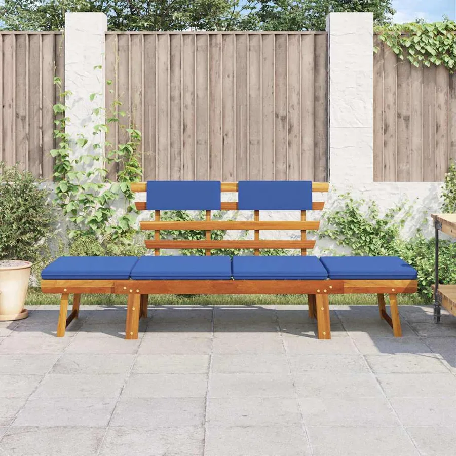 Banc de jardin avec coussins 2-en-1 190 cm Bois solide d'acacia - 3