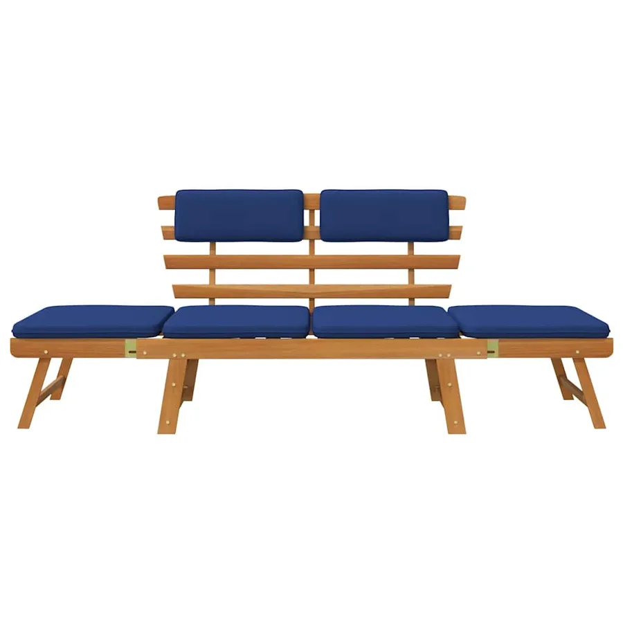 Banc de jardin avec coussins 2-en-1 190 cm Bois solide d'acacia - 4