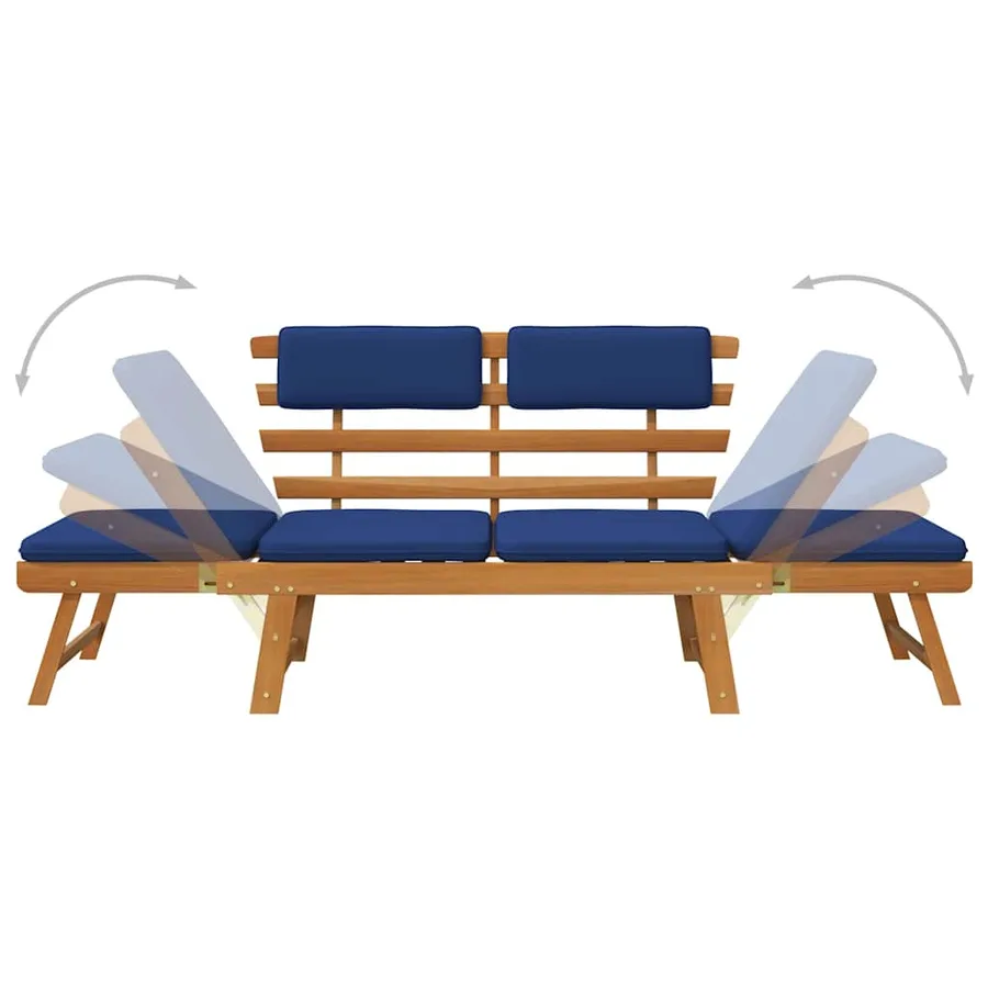 Banc de jardin avec coussins 2-en-1 190 cm Bois solide d'acacia - 6