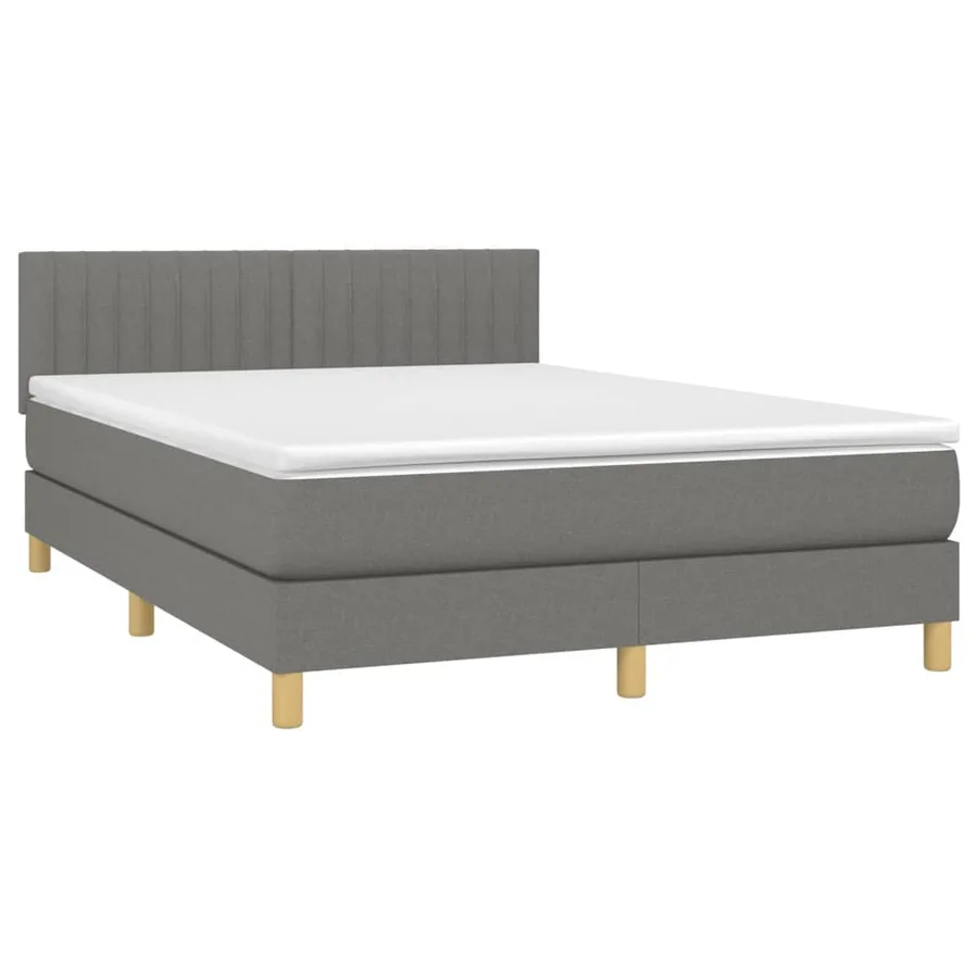 Sommier à lattes de lit et matelas et LED Gris foncé 140x200 cm - 4