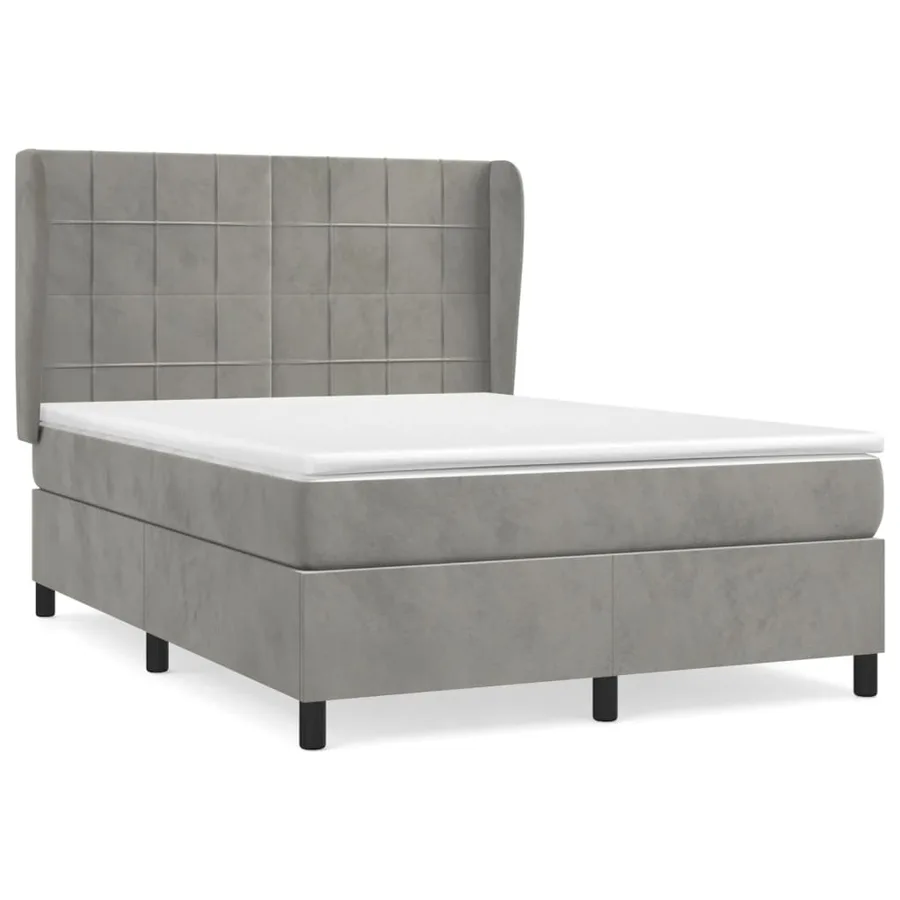 Sommier à lattes de lit et matelas Gris clair 140x190cm Velours - 2