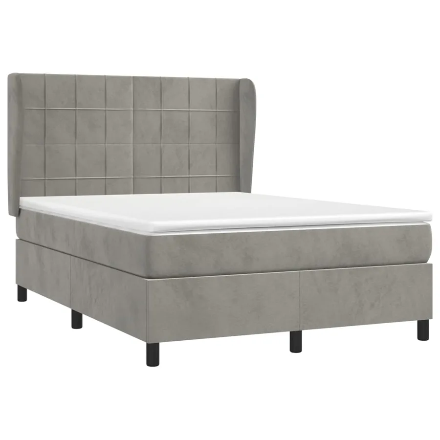 Sommier à lattes de lit et matelas Gris clair 140x190cm Velours - 3