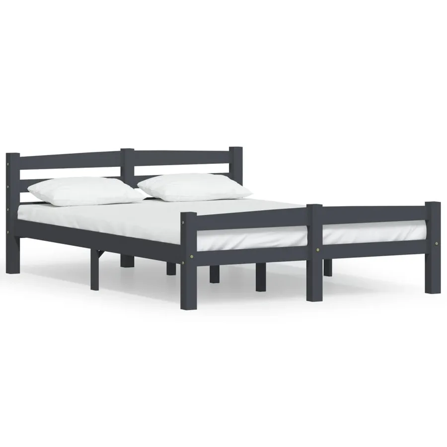 Cadre de lit sans matelas gris foncé pin massif 140x200 cm - 2