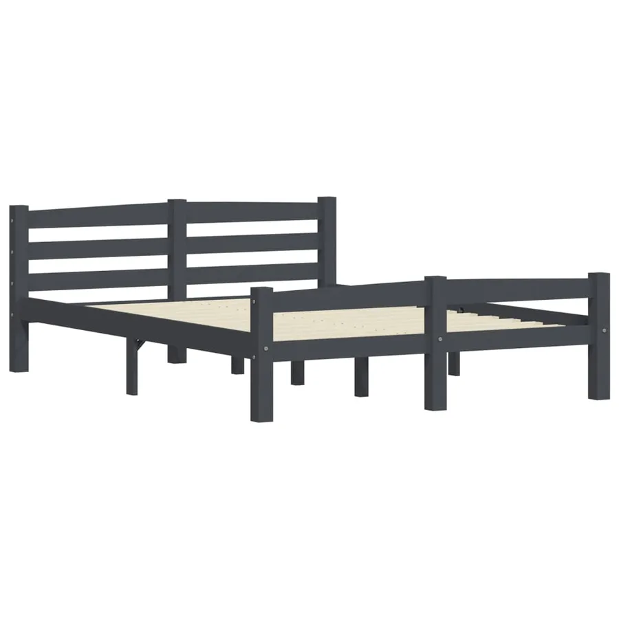 Cadre de lit sans matelas gris foncé pin massif 140x200 cm - 3