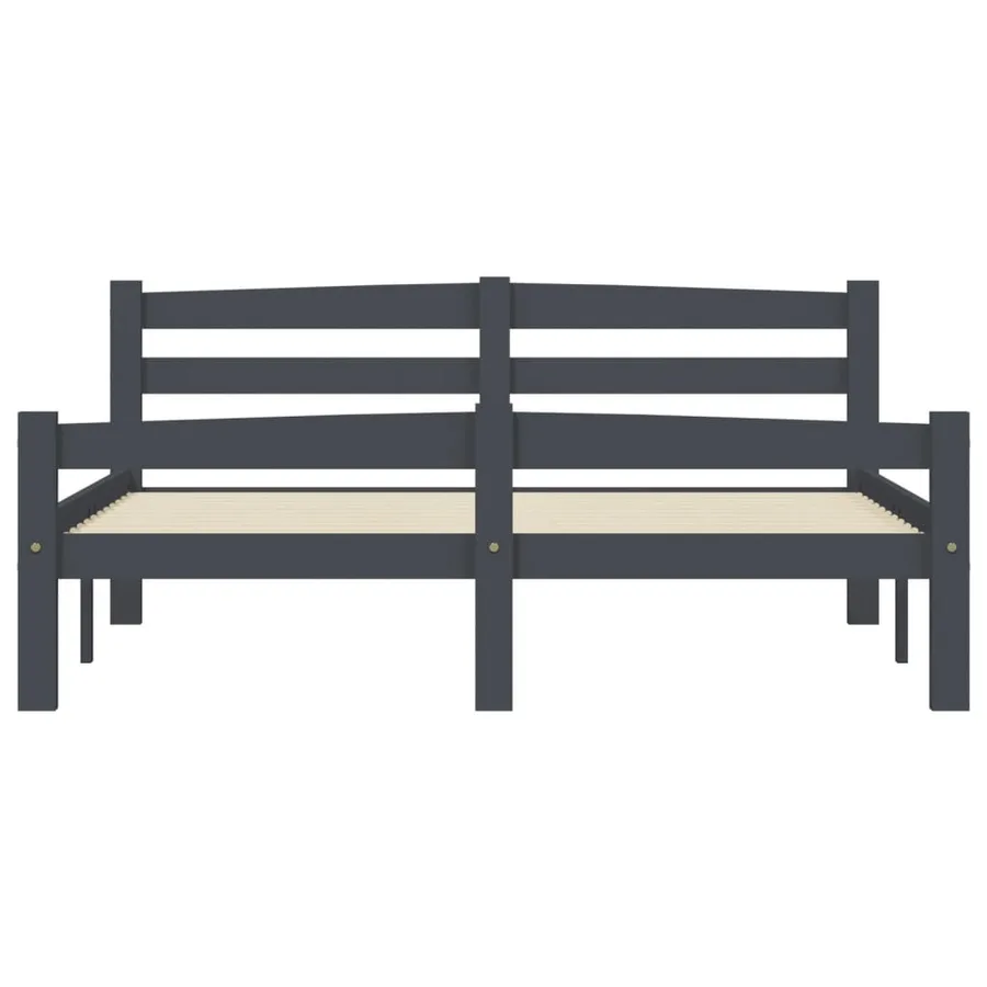 Cadre de lit sans matelas gris foncé pin massif 140x200 cm - 4