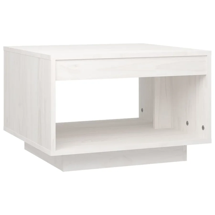 Table basse blanc 50x50x33,5 cm bois de pin massif - 2