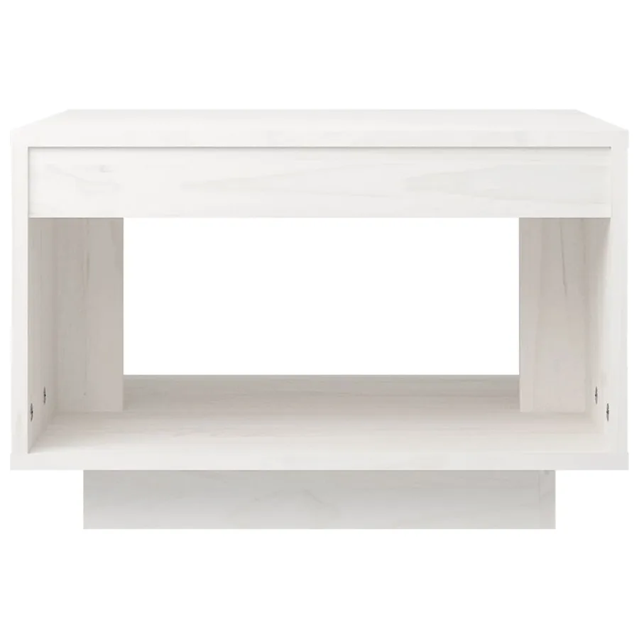 Table basse blanc 50x50x33,5 cm bois de pin massif - 4