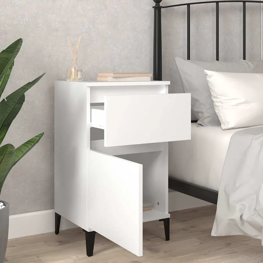 Table de chevet blanc 40x35x70 cm - 3