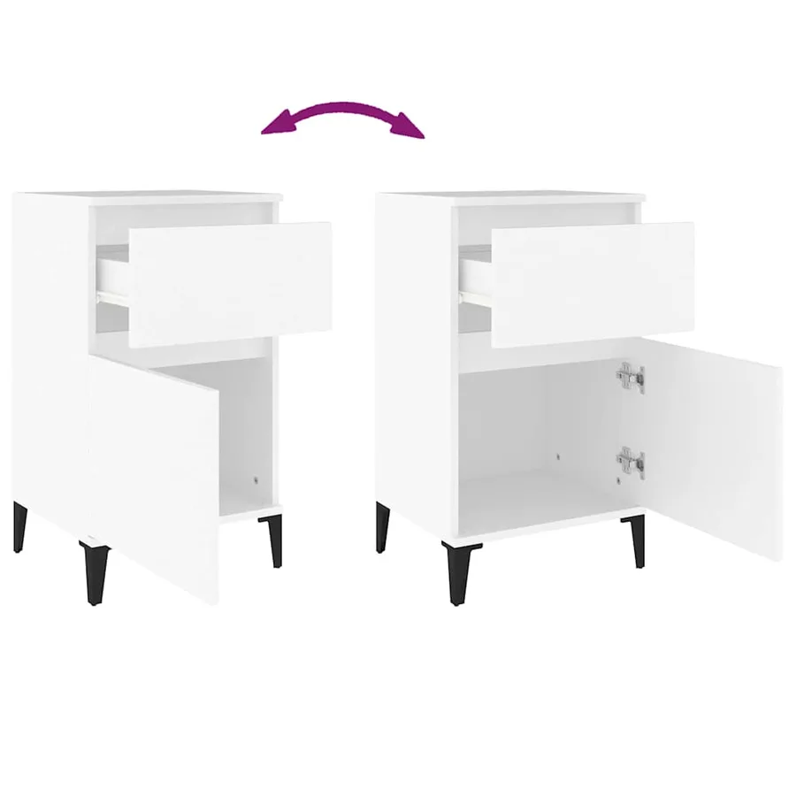 Table de chevet blanc 40x35x70 cm - 9