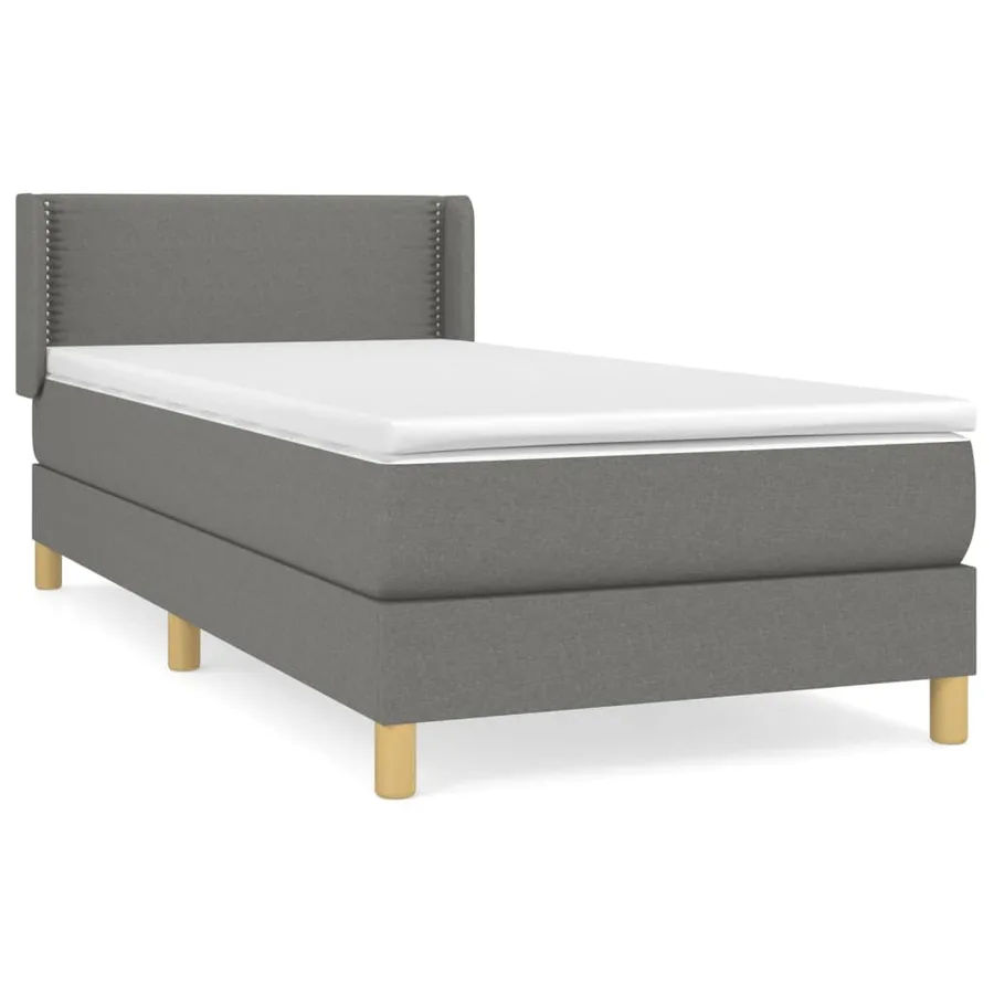 Sommier à lattes de lit et matelas Gris foncé 90x190 cm Tissu - 2