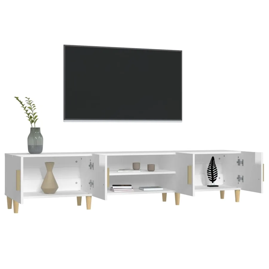 Meuble TV blanc brillant 180x31,5x40 cm bois d'ingénierie - 5