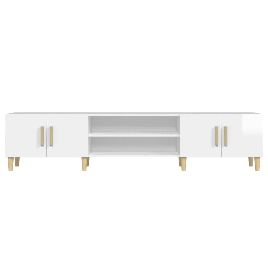 Meuble TV blanc brillant 180x31,5x40 cm bois d'ingénierie - 6