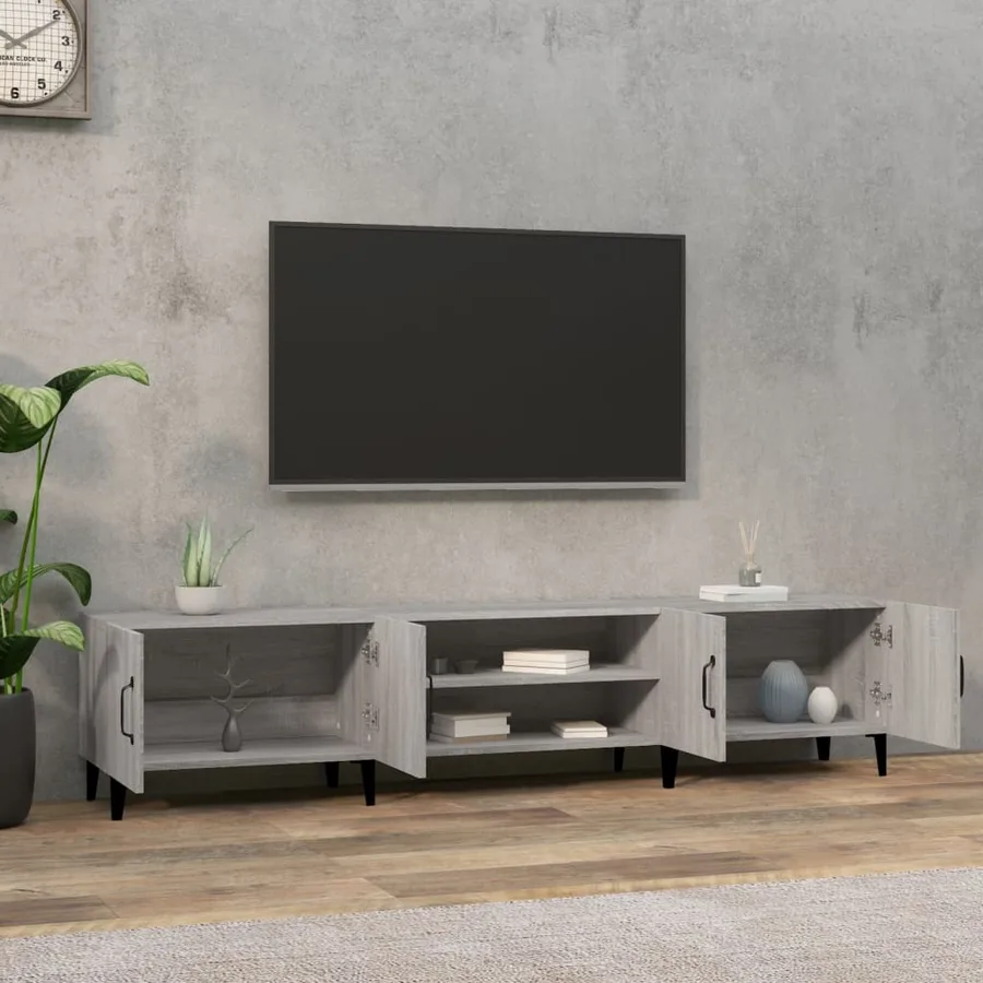 Meuble TV sonoma gris 180x31,5x40 cm bois d'ingénierie - 3
