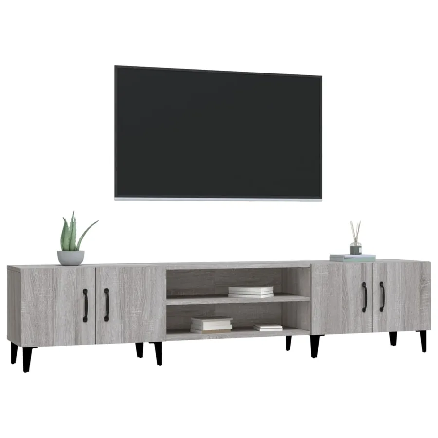 Meuble TV sonoma gris 180x31,5x40 cm bois d'ingénierie - 4