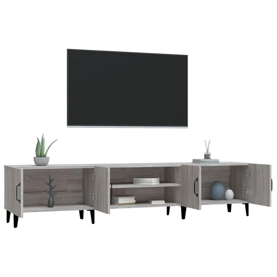 Meuble TV sonoma gris 180x31,5x40 cm bois d'ingénierie - 5