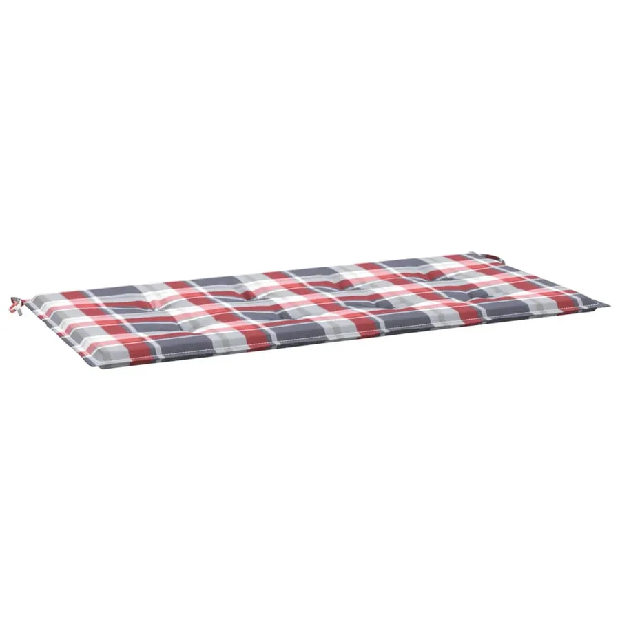 Coussin de banc de jardin motif à carreaux rouges 100x50x3cm - 2